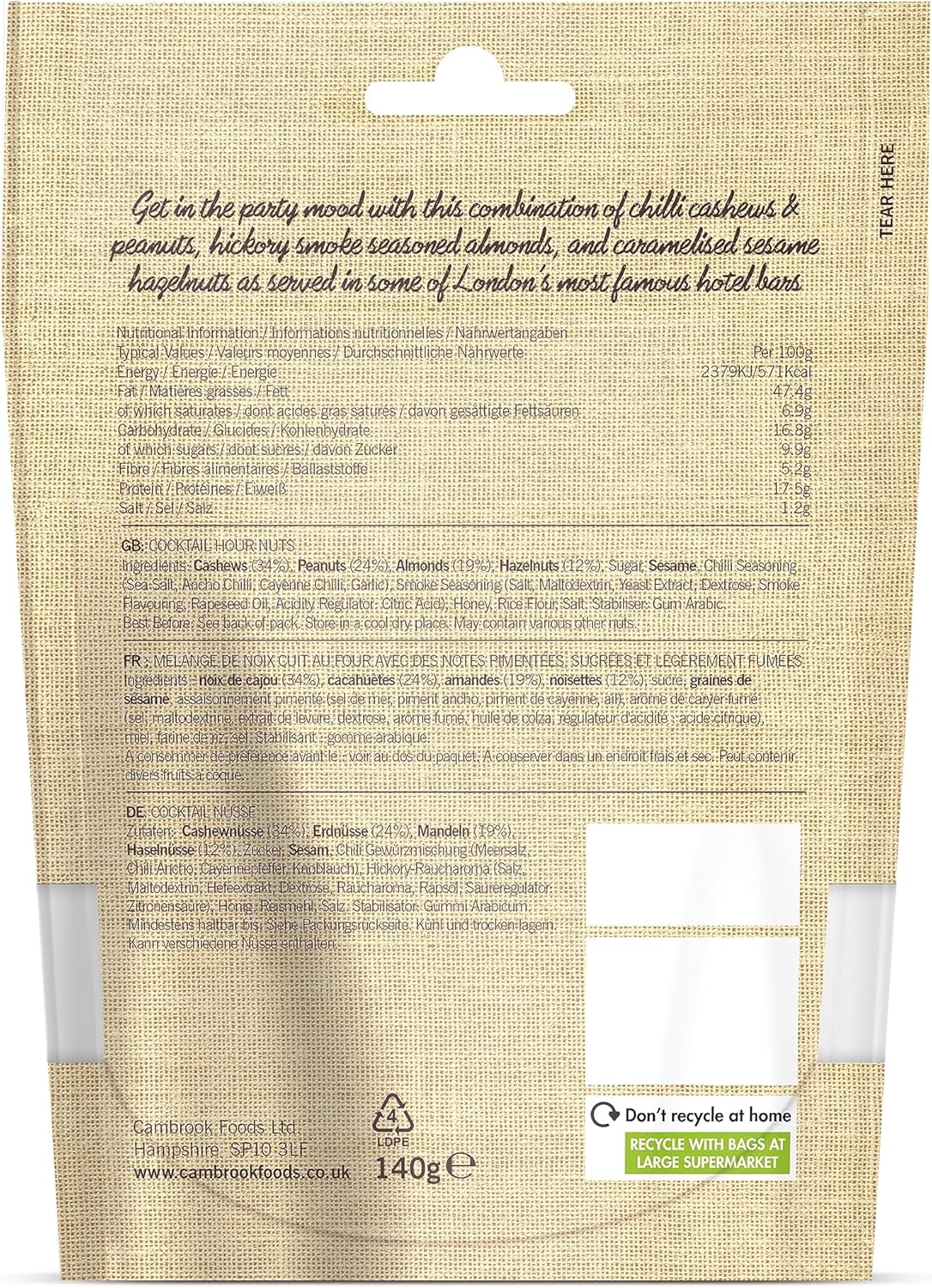 Cambrook 140g Cocktail Cocktail Hour Mixed Nuts - Old Railway Line Garden Centre