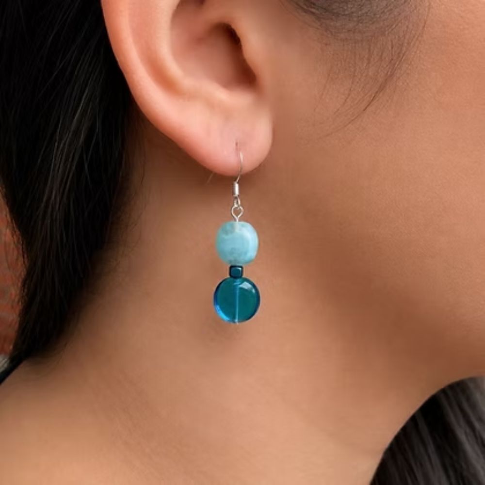 Carrie Elspeth Blue Glass Beaded Earrings