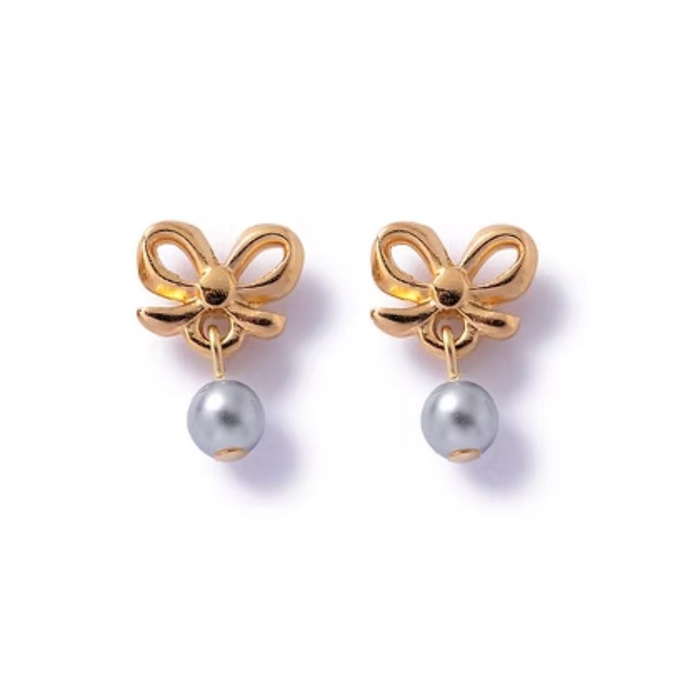 Carrie Elspeth Gold Bow & Silver Pearl Stud Earring