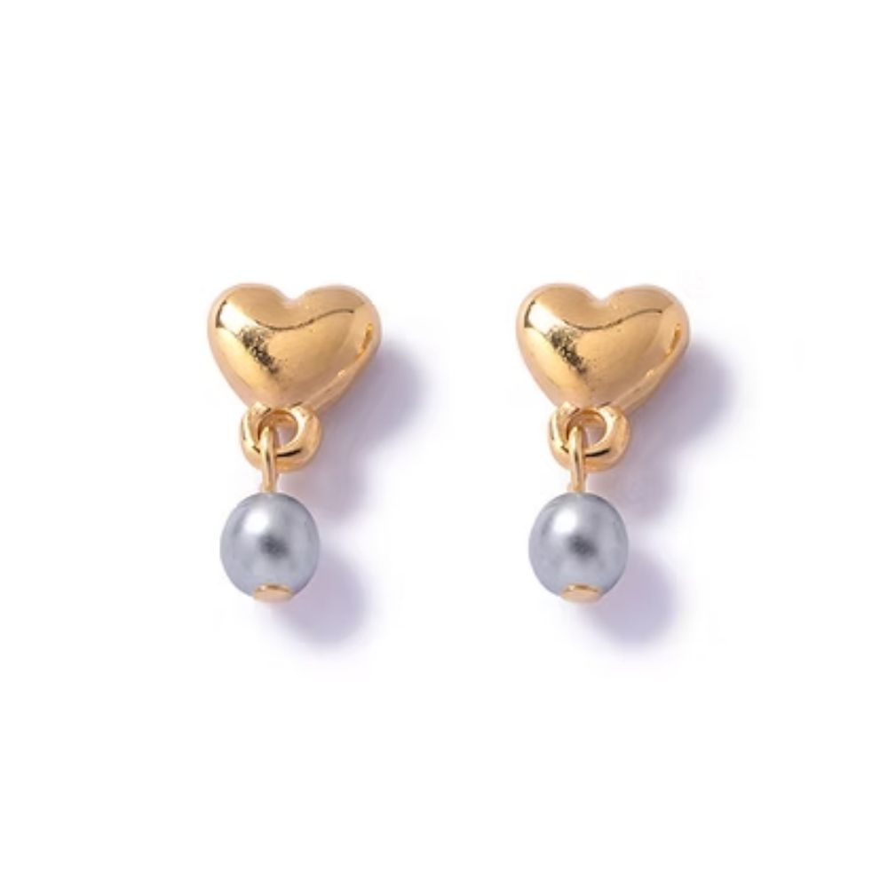 Carrie Elspeth Gold Heart & Silver Pearl Stud Earring
