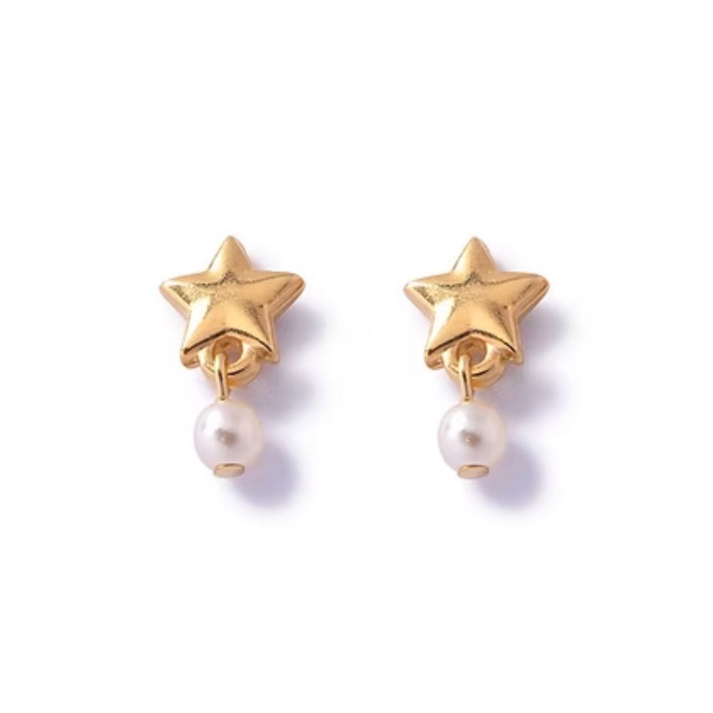 Carrie Elspeth Gold Star & Ivory Pearl Stud Earring