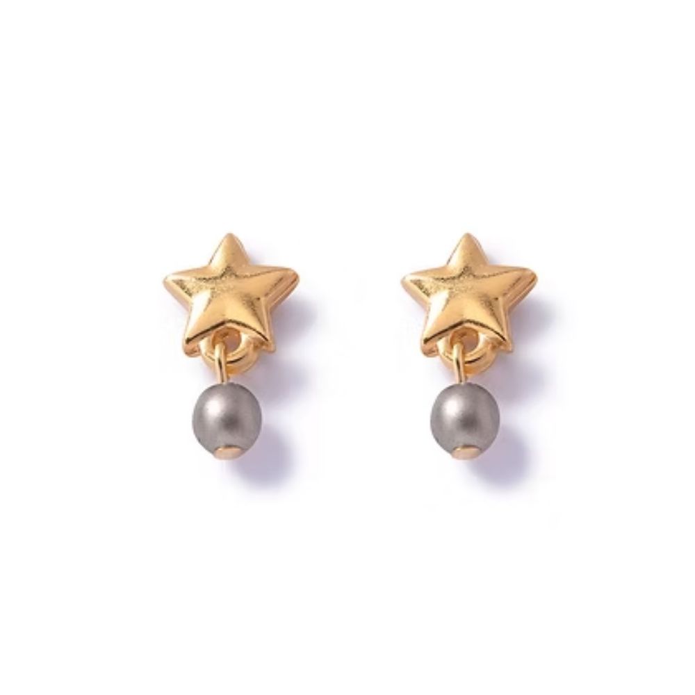 Carrie Elspeth Gold Star & Latte Pearl Stud Earring