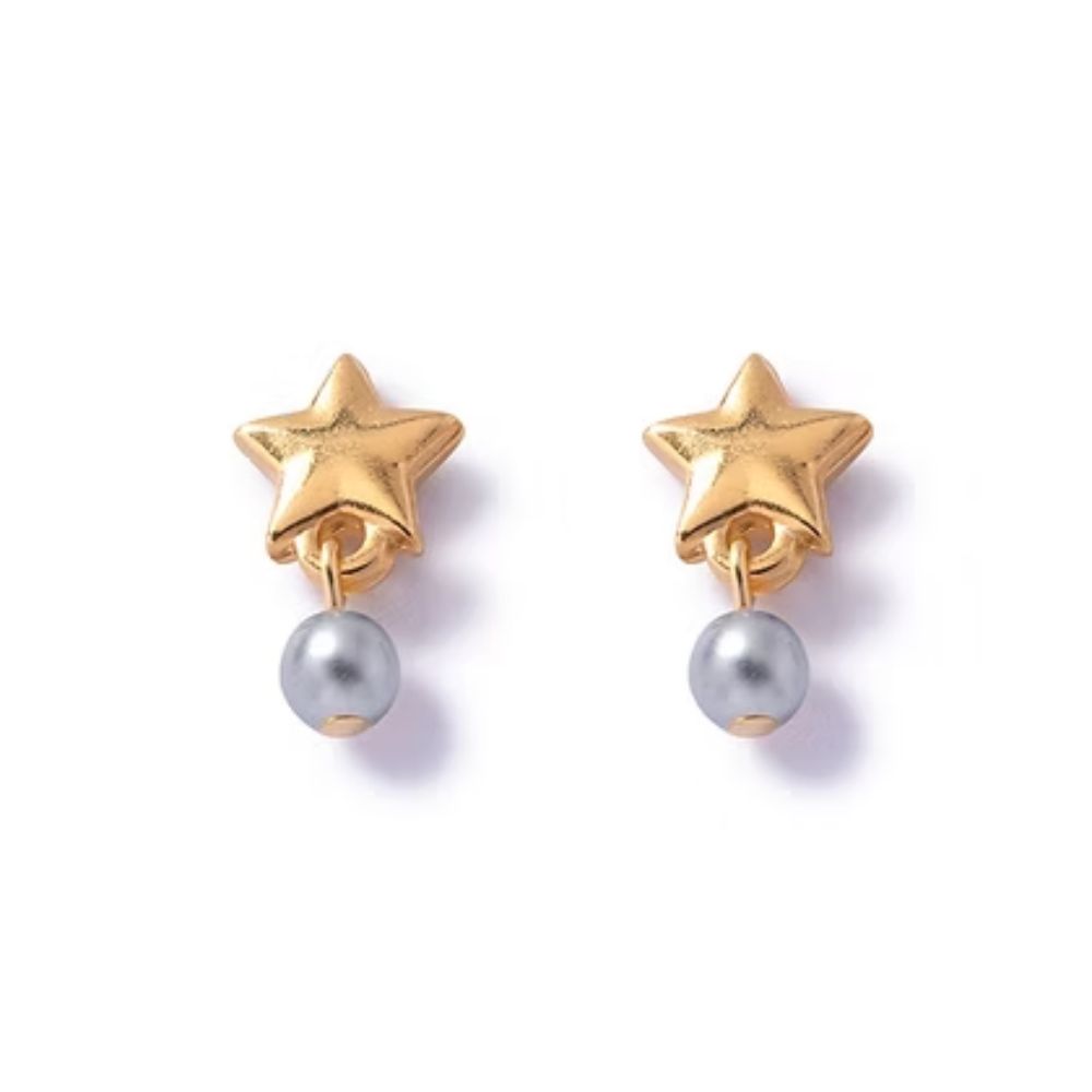 Carrie Elspeth Gold Star & Silver Pearl Stud Earring