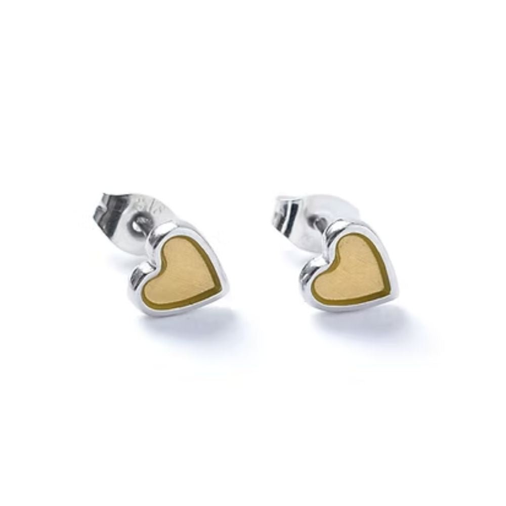 Carrie Elspeth Honey Silver Heart Enamel Stud Earrings - Old Railway Line Garden Centre