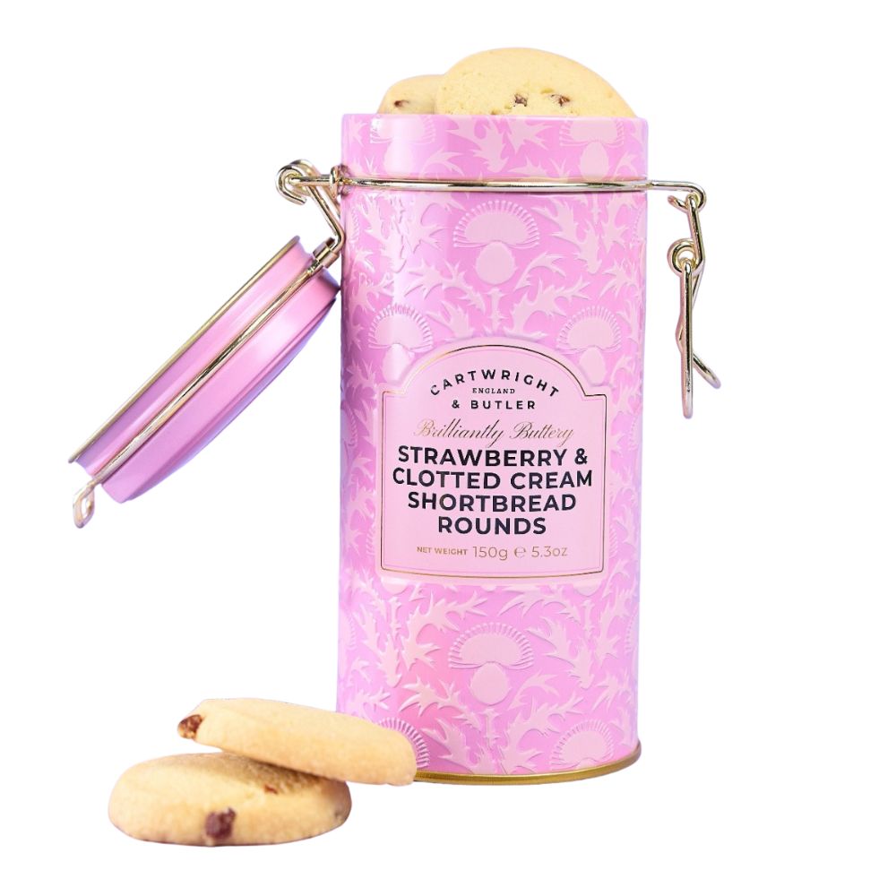 Cartwright & Butler 150g Strawberry and Clotted Cream Shortbreads in Tin