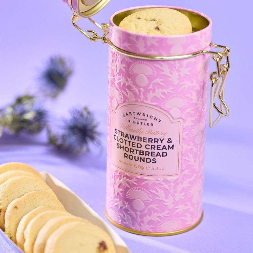 Cartwright & Butler 150g Strawberry and Clotted Cream Shortbreads in Tin