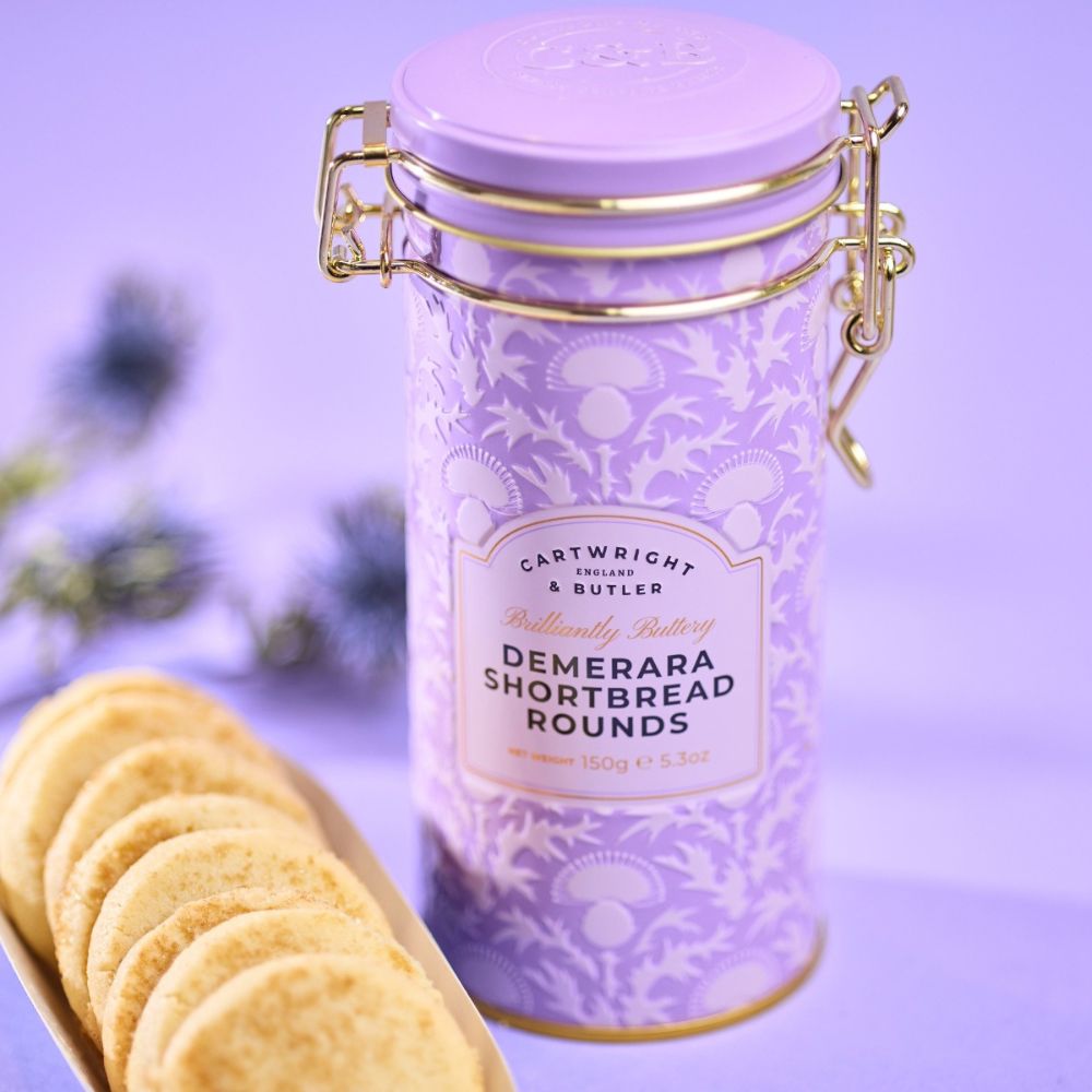 Cartwright & Butler 150g Demerara Shortbread Rounds in Tin - Old Railway Line Garden Centre