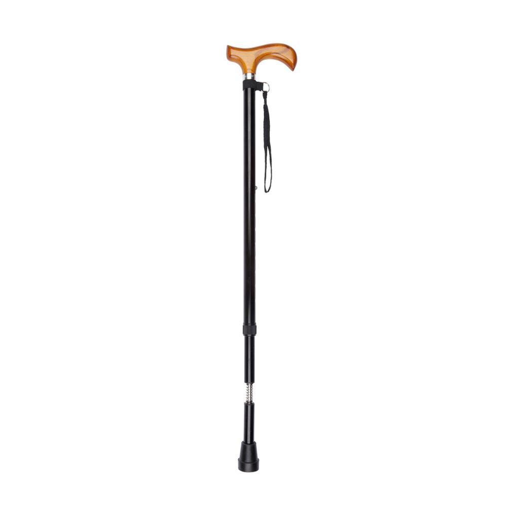 Charles Buyers 91cm Adjustable Black Wooden Derby Handle Walking Stick