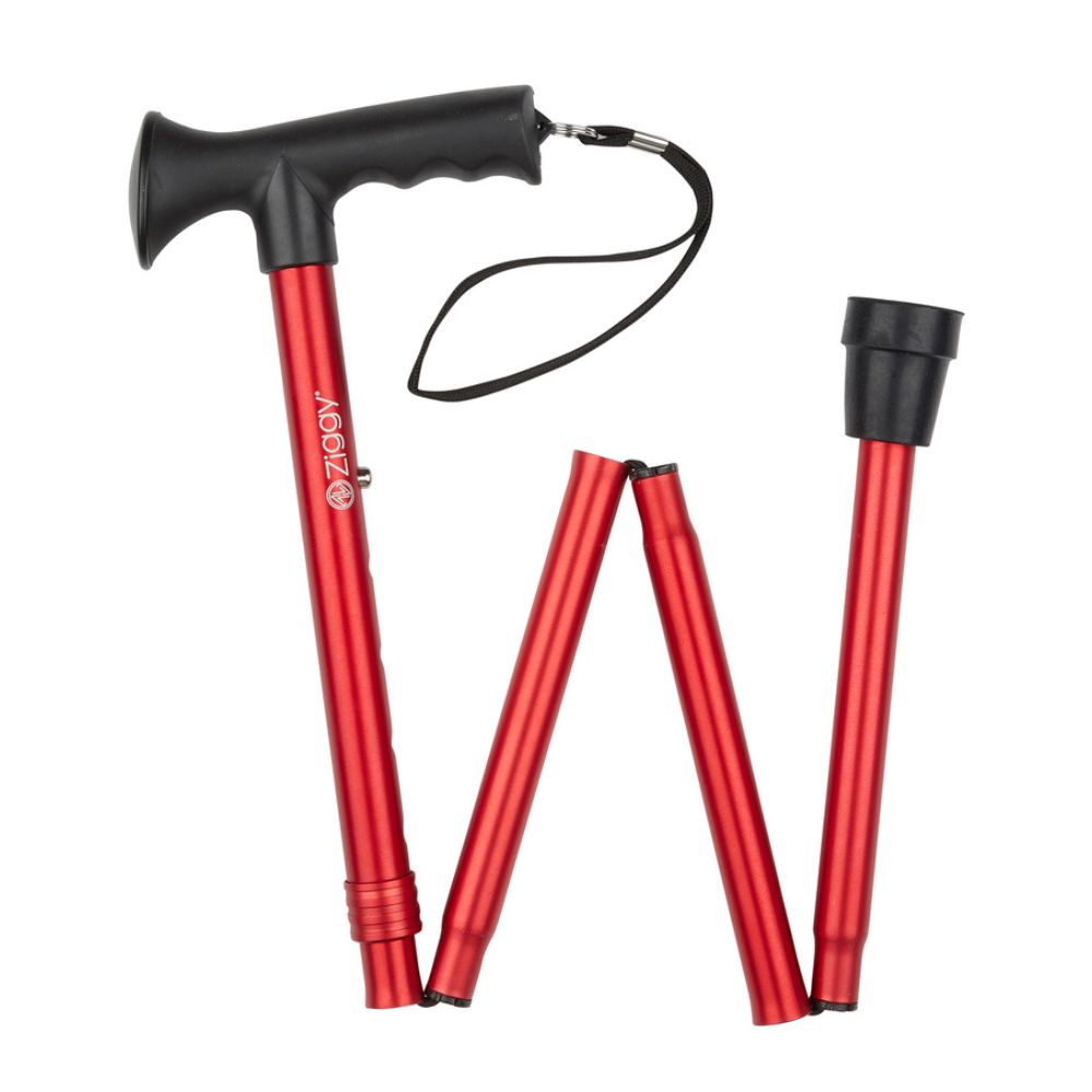 Charles Buyers 95cm Red Gel Grip Handle Folding Stick