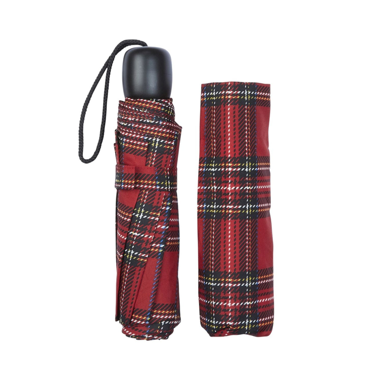 Charles Buyers Mini Fold Ziggy Umbrella - Red Tartan - Old Railway Line Garden Centre