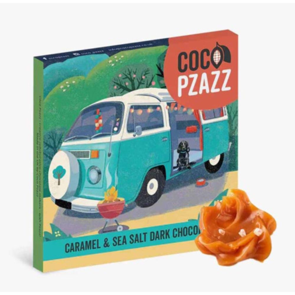 Coco Pzazz 80g Rocket 68 Caramel & Sea Salt Dark Chocolate Bar