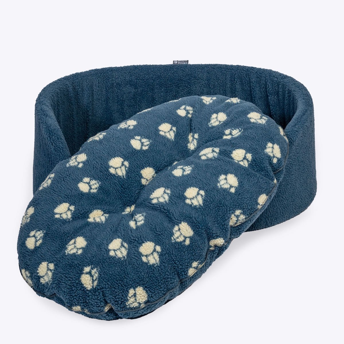 Danish Design 30inch Sherpa Fleece Harbour Paw Slumber Dog Bed - Blue - Old Railway Line Garden Centre