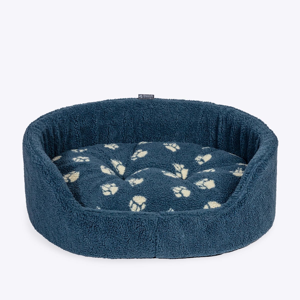 Danish Design 30inch Sherpa Fleece Harbour Paw Slumber Dog Bed - Blue - Old Railway Line Garden Centre