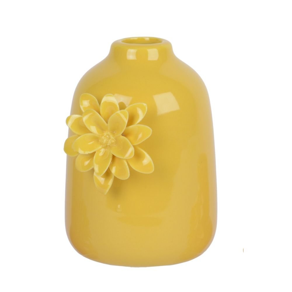 Decoris 10cm Porcelin Vase with Flower (Choice of 3) - Old Railway Line Garden Centre
