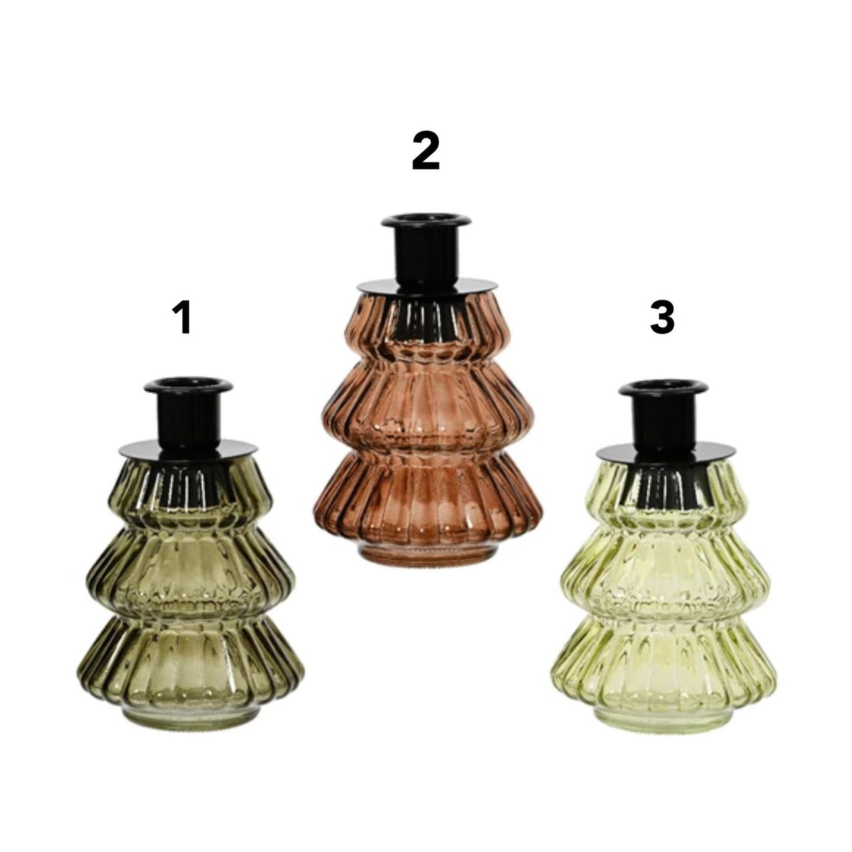 Decoris 12cm Candlestick Glass Tree (Choice of 3)