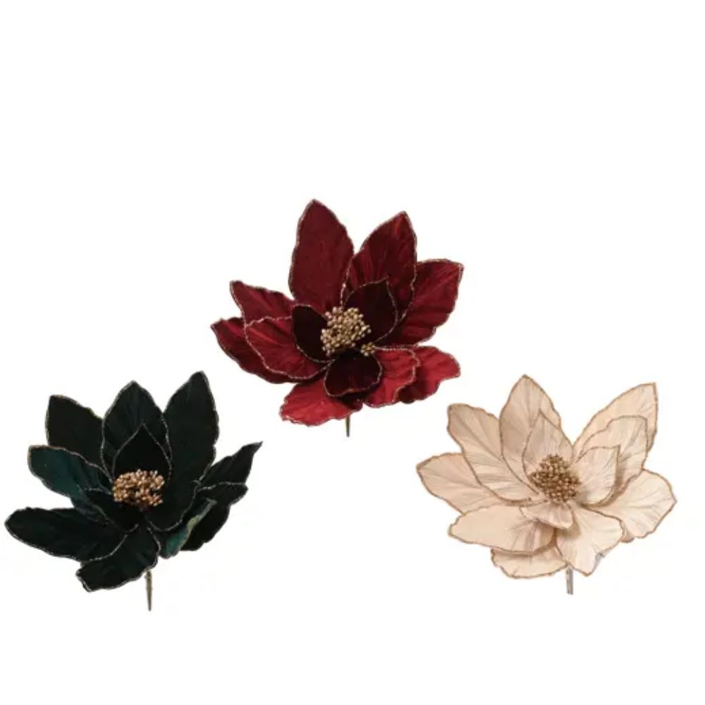 Decoris 13cm Poinsettia on Clip (Choice of 3)