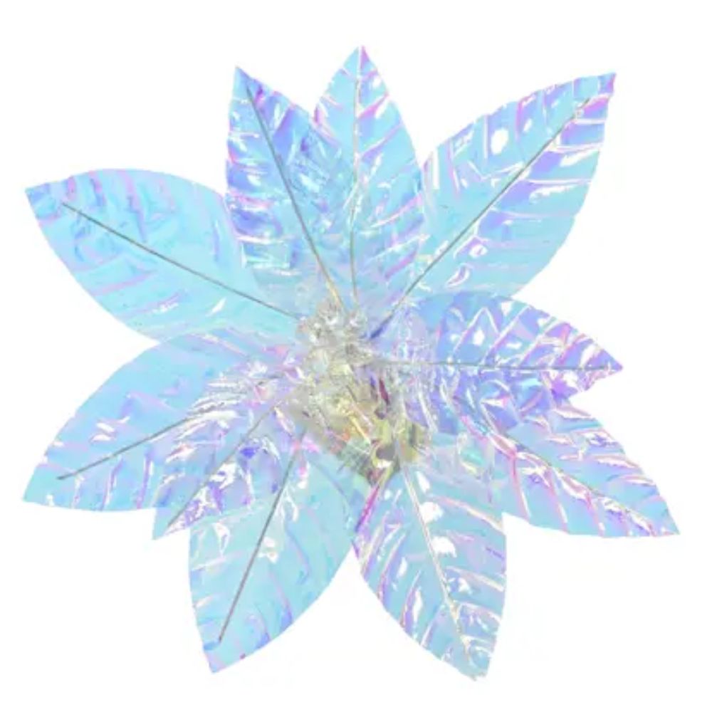 Decoris 14cm Iridescent Poinsettia on Clip