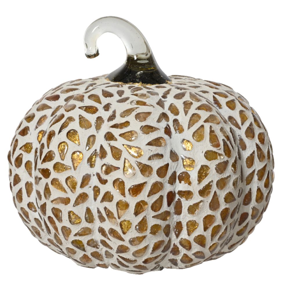 Decoris 14cm Mosaic Glass Pumpkin Decoration