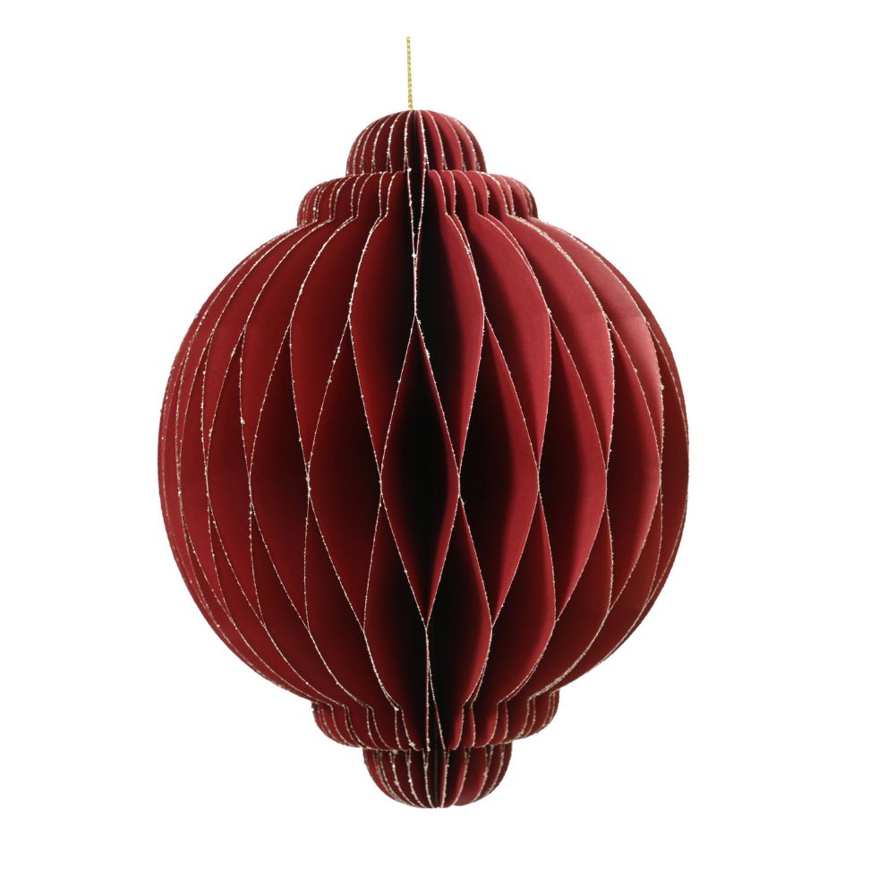 Decoris 15cm Onion Paper Hanging Decoration - Red/Gold