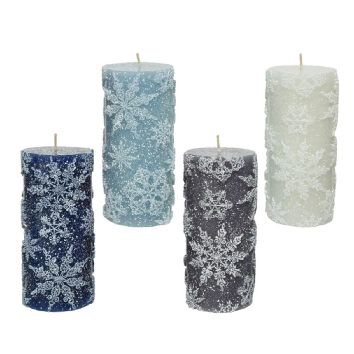 Decoris 15cm Snowy Pillar Candles (Choice of 4)