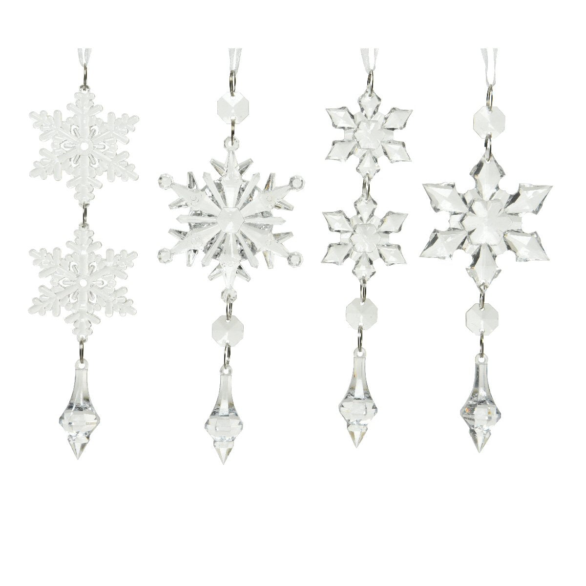 Decoris 16cm Clear Acrylic Snowflake Hanger (Choice of 4)