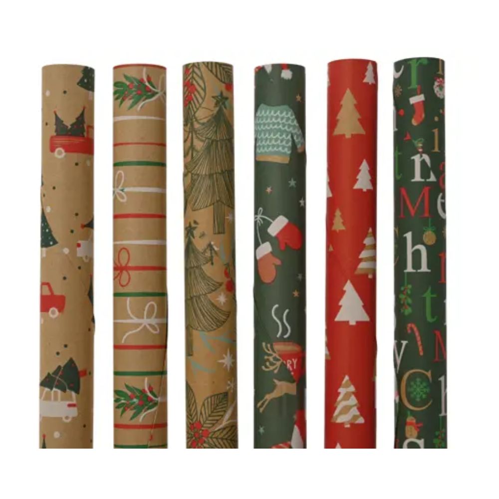 Decoris 200cm Christmas Wrapping Paper (Choice of 6)