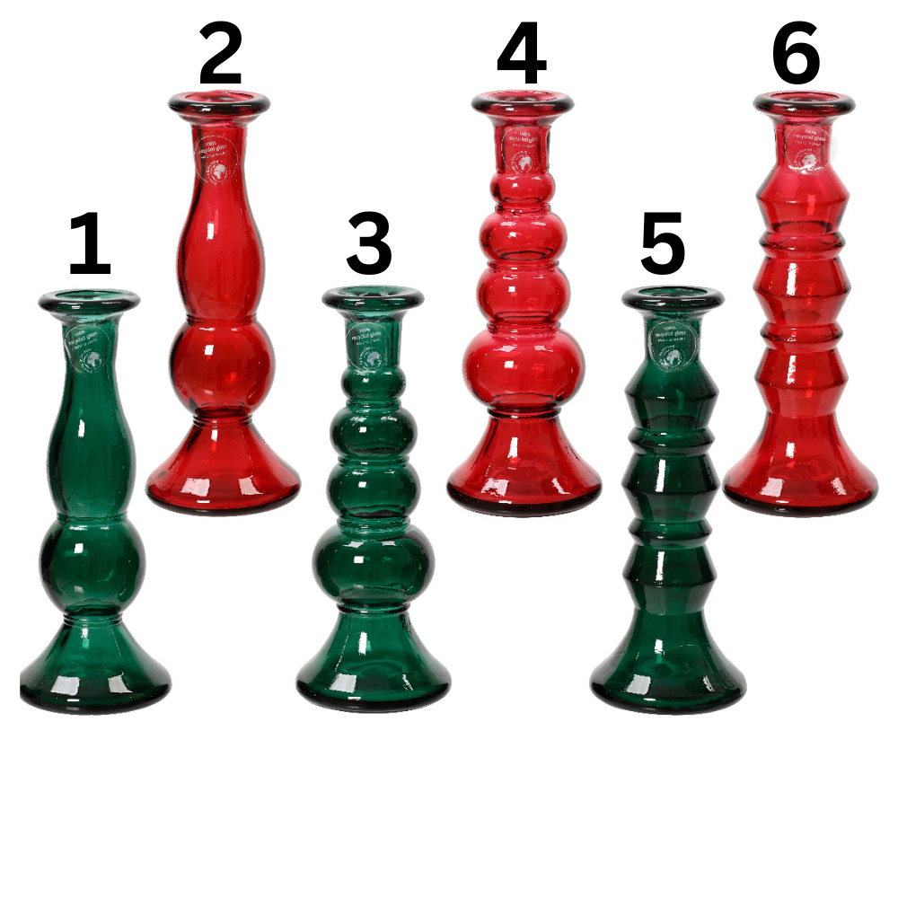 Decoris 22cm Glass Candle Holders (Choice of 6)