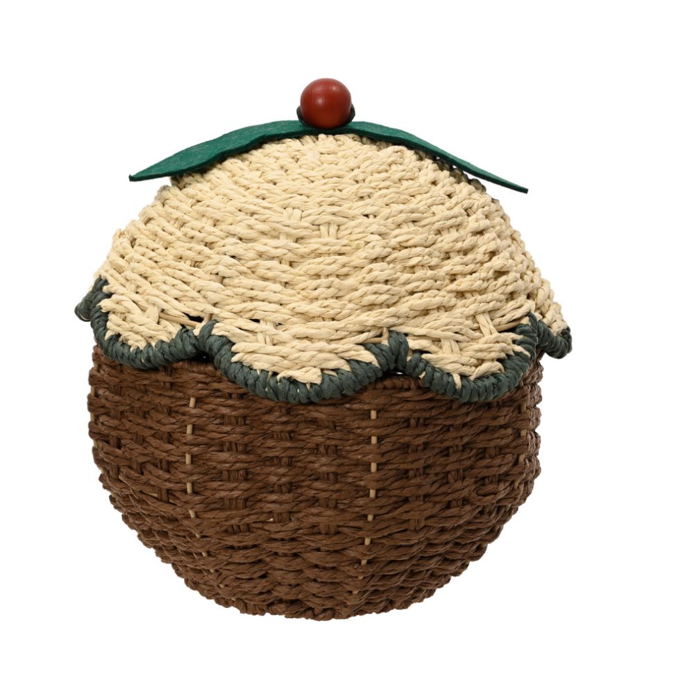 Decoris 29cm Paperrope Christmas Pudding Basket