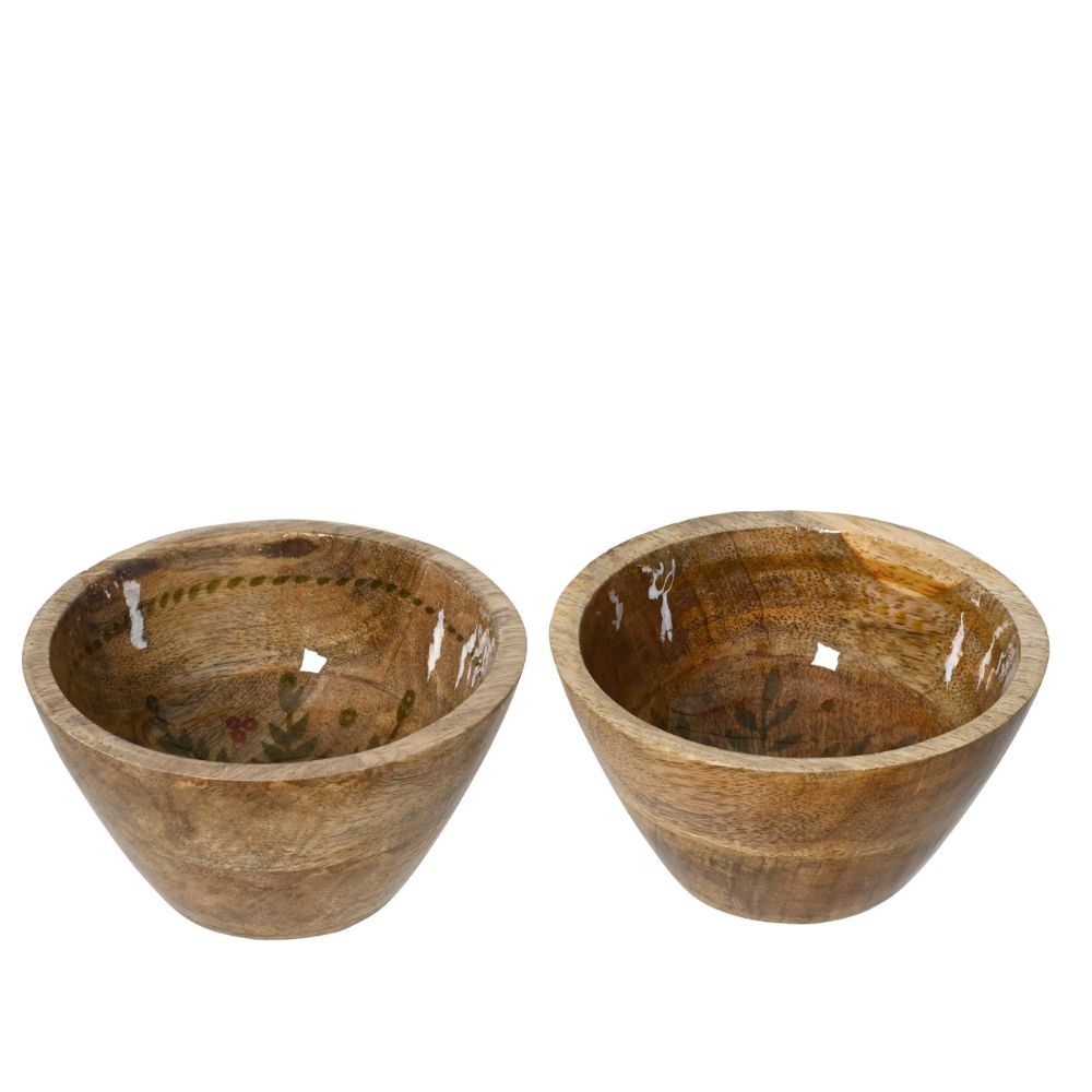 Decoris 13cm Mangowood Holly Print Bowl