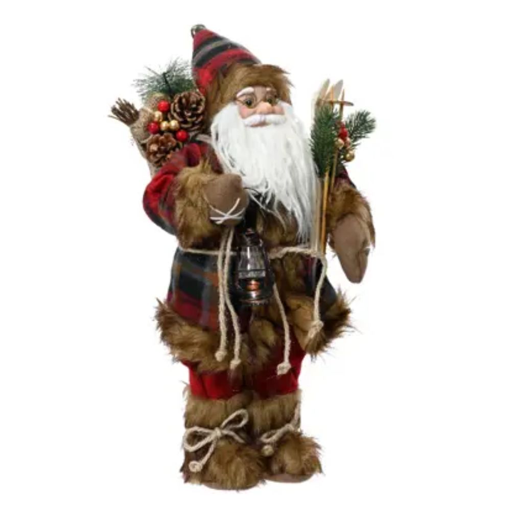 Decoris 30cm Red Polyester Santa Ornament
