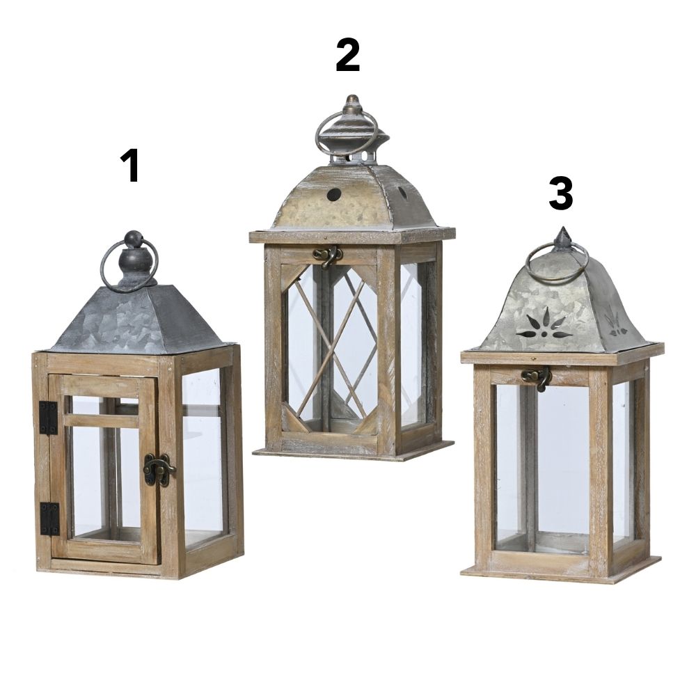 Decoris 31cm Square Firewood Lanterns - (Choice of 3)