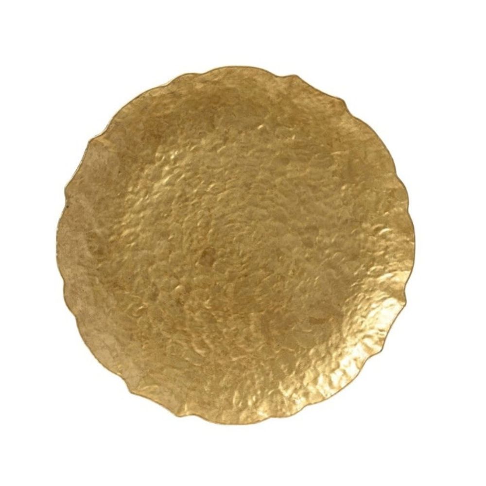 Decoris 33cm Deco Round Hammered Plate - Gold