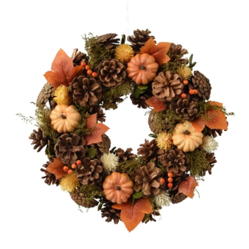 Decoris 34cm Pinecone & Foam Berries Wreath