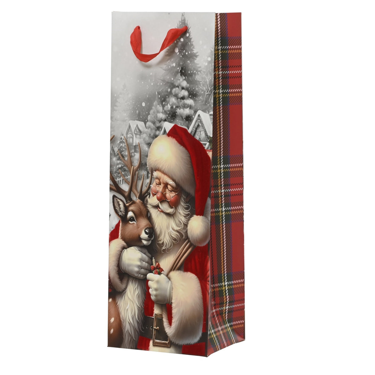 Decoris 36cm Santa and Reindeer Christmas Paper Giftbag