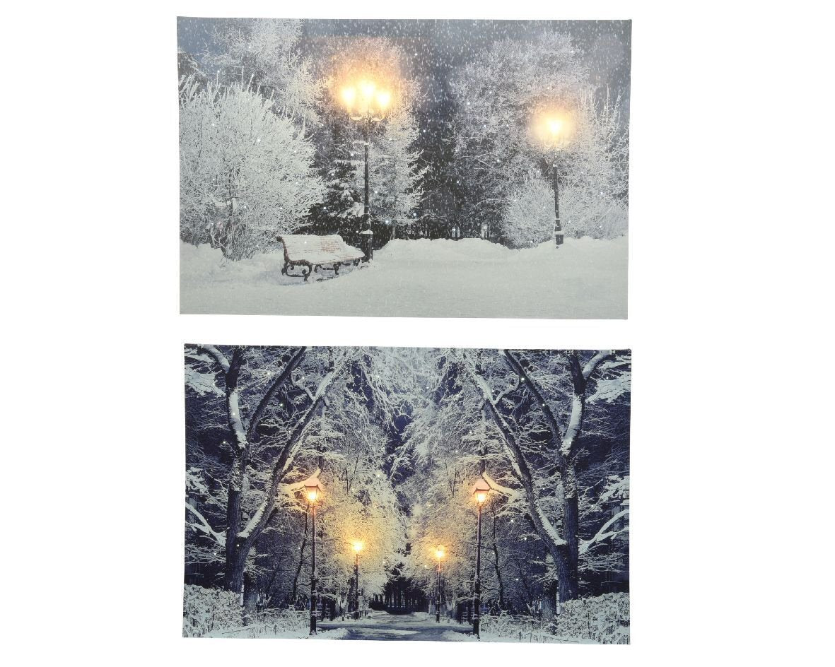 Decoris 38cm LED Snowy Scene Canvas (Choice of 2)