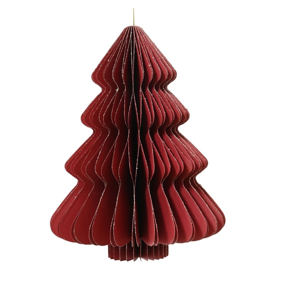Decoris 40cm Tree Paper Hanging Decoration - Red/Gold
