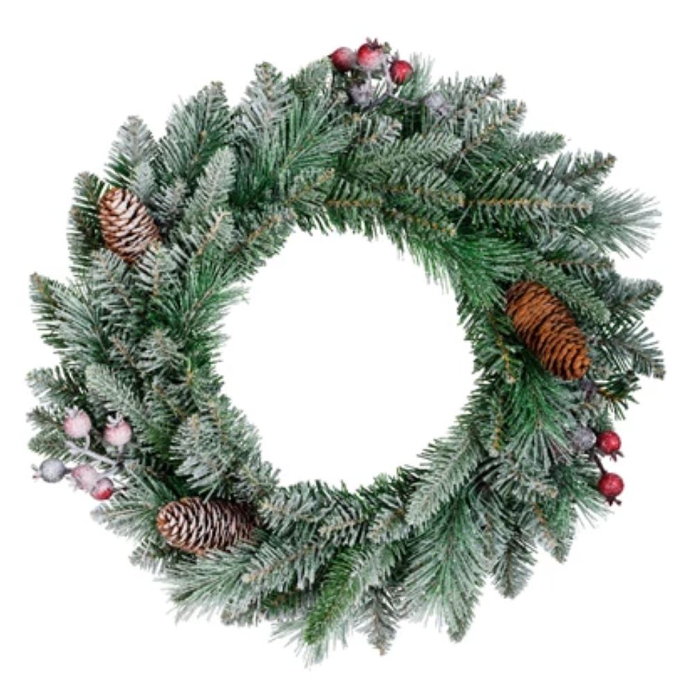 Decoris 50cm Frosted Windham Wreath