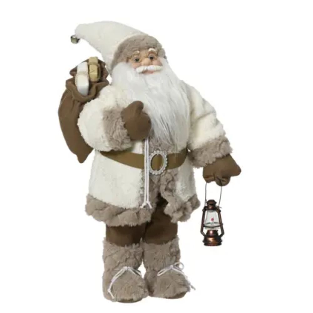 Decoris 60cm Whte Polyester Santa Ornament