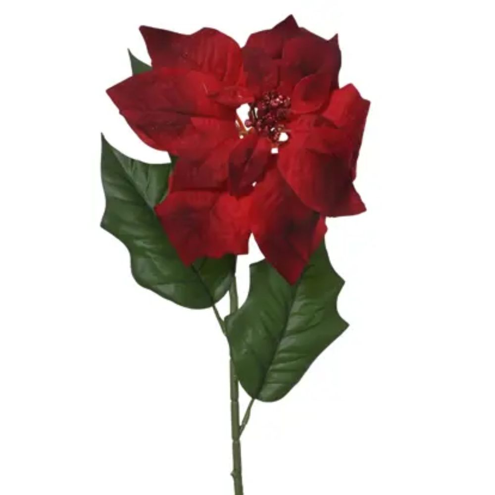 Decoris 67cm Red Velvet Poinsettia Artificial Spray