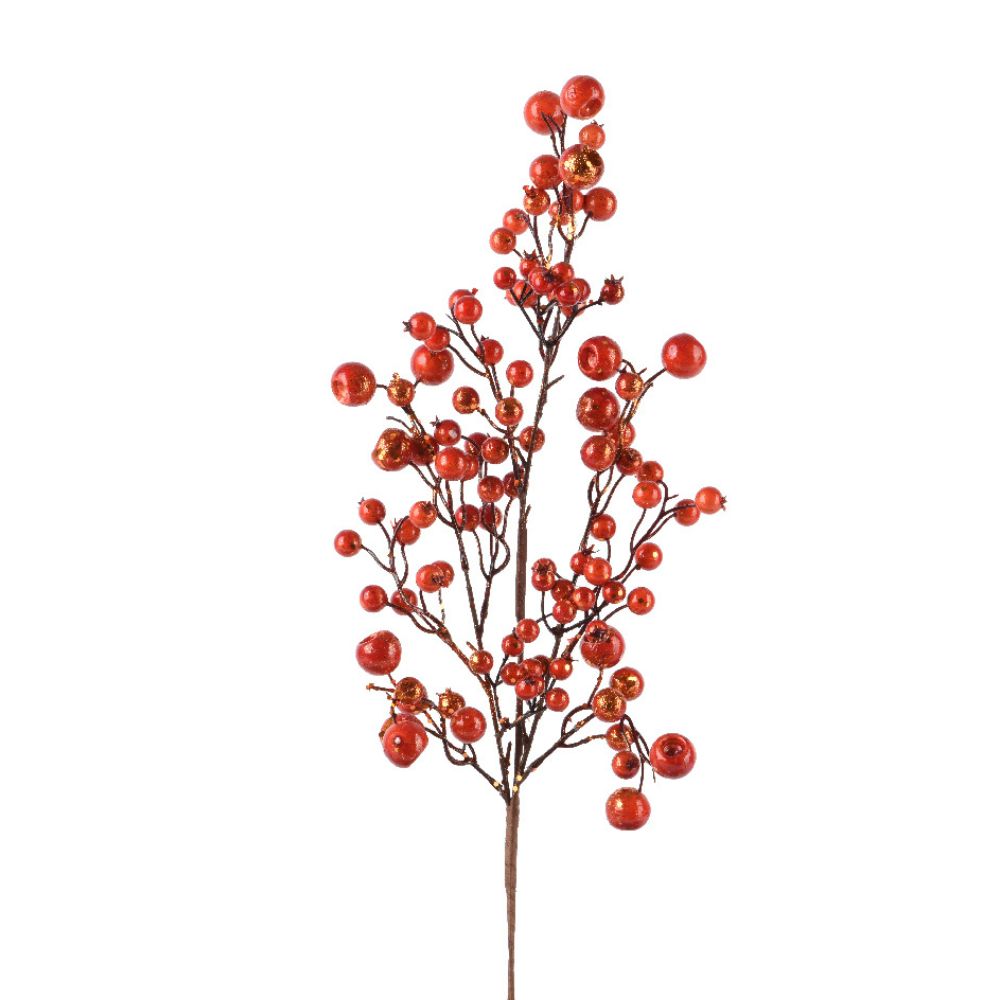 Decoris 68cm Warm Orange Spray Foam Glitter Berries