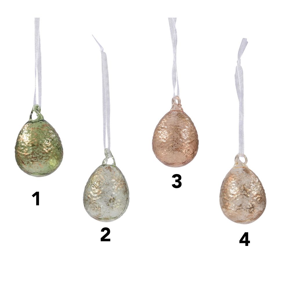 Decoris 6cm Egg Glass Hanging Decoration (Choice of 4) - 807821