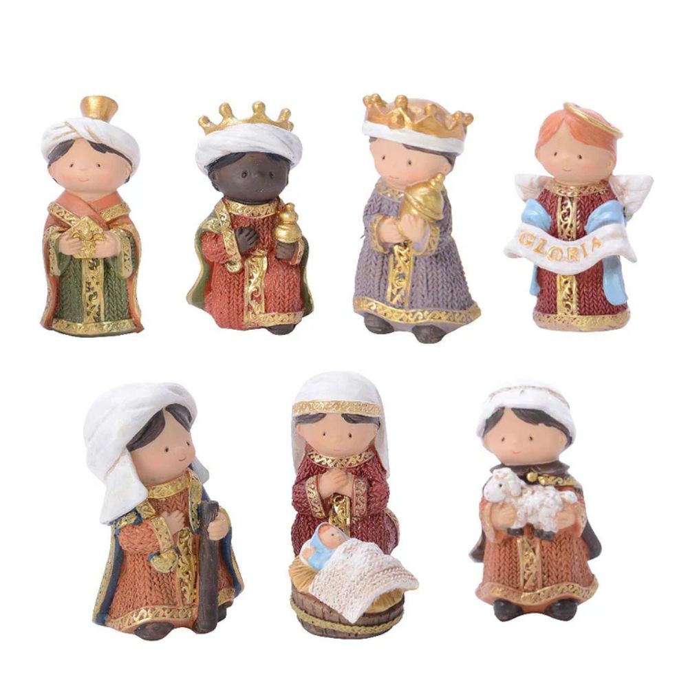 Decoris 8cm Set of 8 Nativity Figures