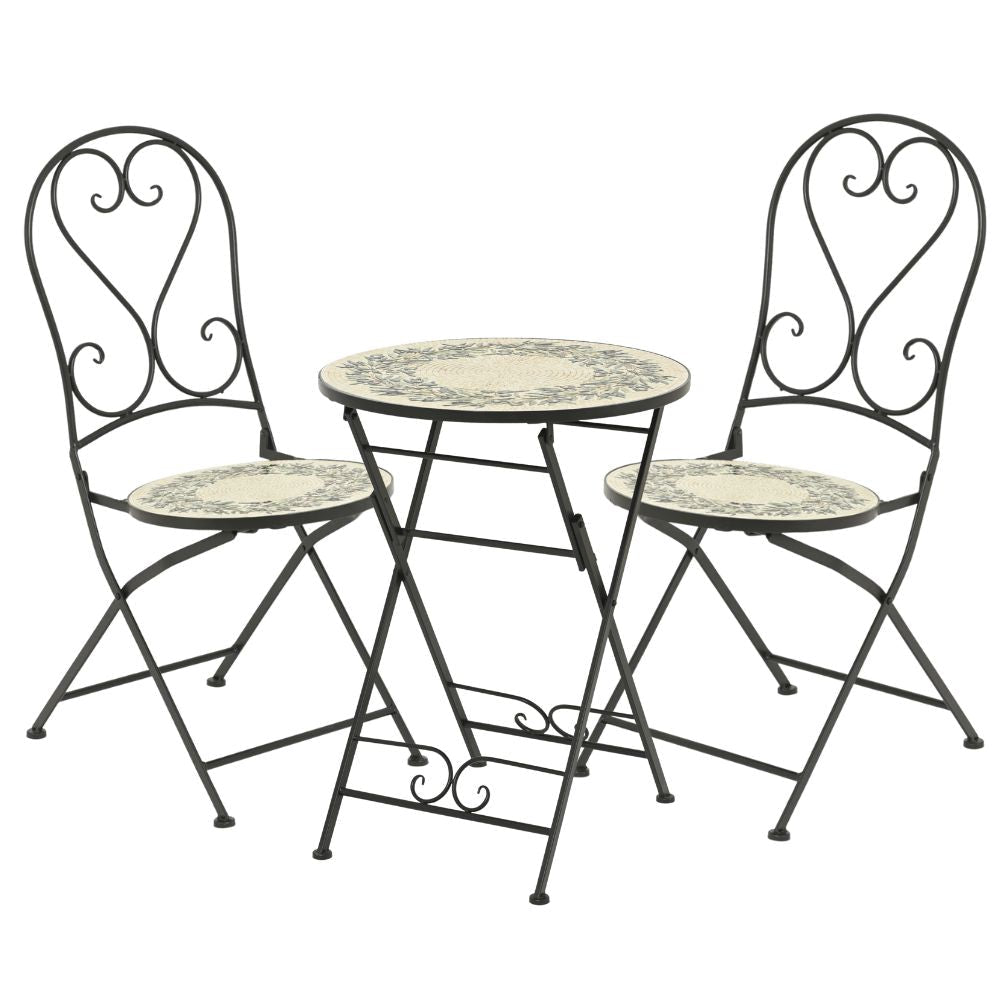 Decoris Athens 2-Seater Mosaic Iron Bistro Set - Old Railway Line Garden Centre