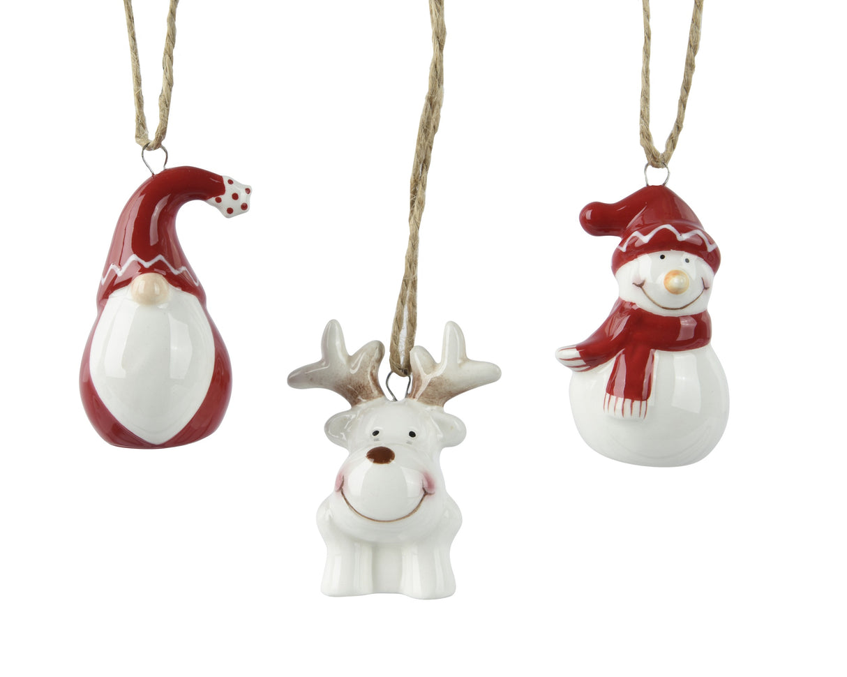 Decoris 6cm Dolomite Christmas Characters Hanging Decoration - (Choice of 3)