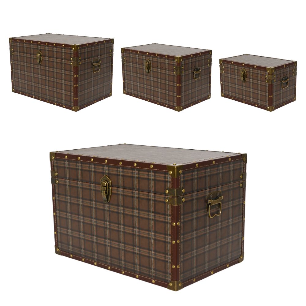 Decoris Large Leather Checkered Storage Box