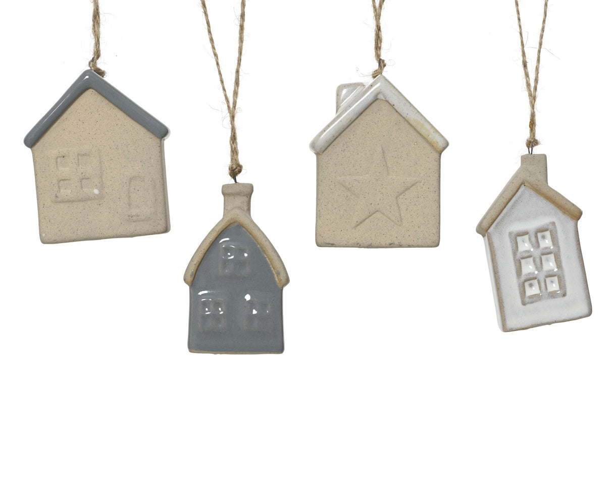 Decoris 7cm Porcelain House Hanging Decoration - (Choice of 4)