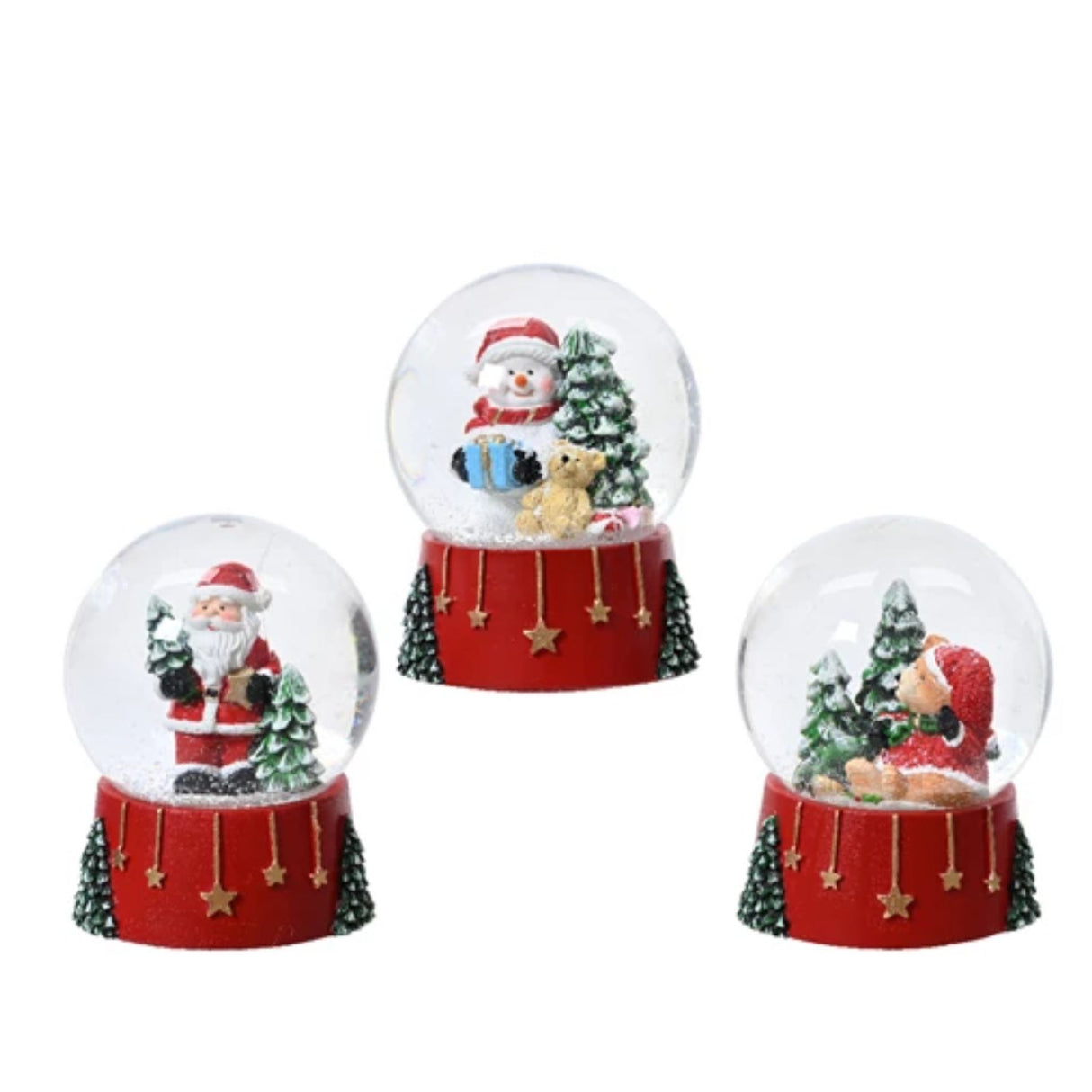 Decoris 10cm Red Snowglobe Resin Ball (Choice of 3)