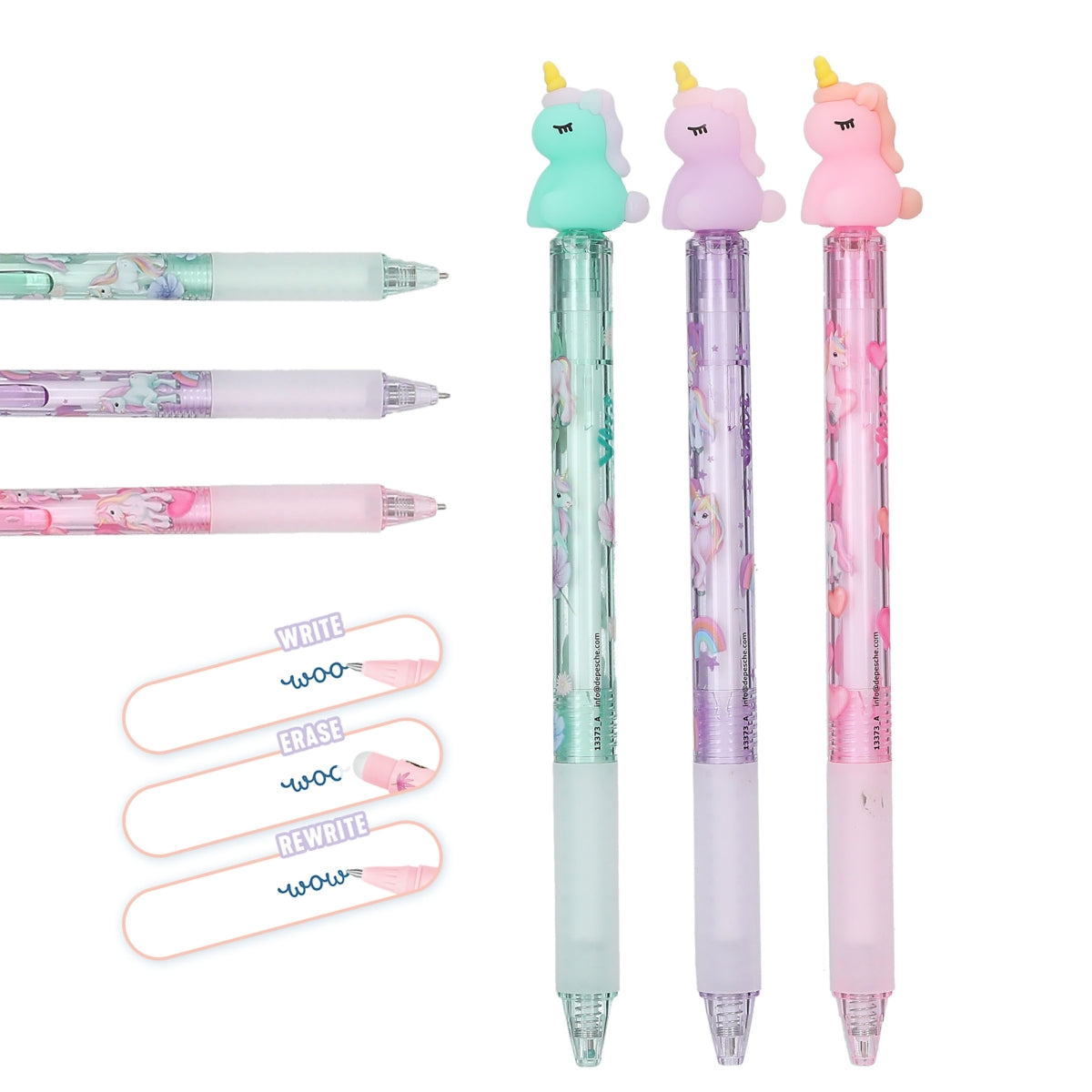 Depesche Ylvi Erasable Gel Pen With Unicorn Topper - (Choice of 3)