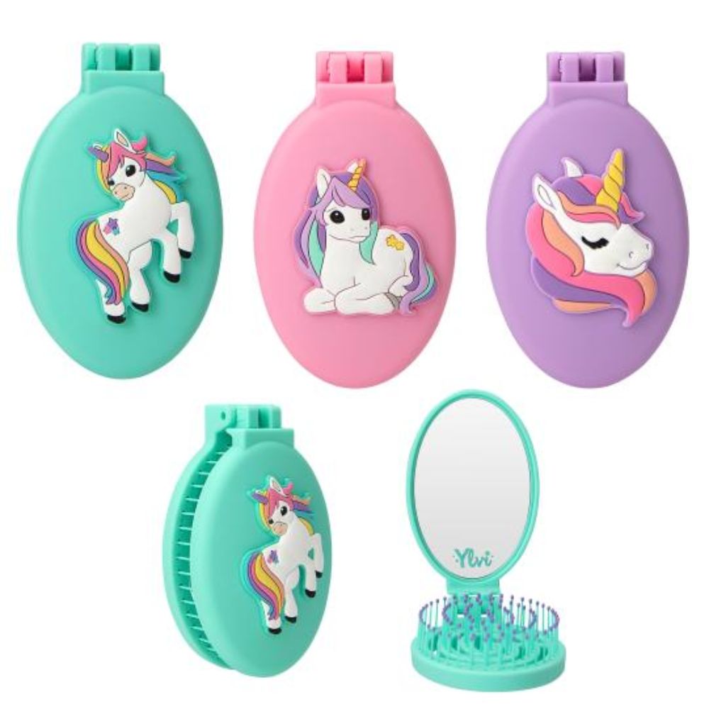 Depesche Ylvi Folding Unicorn Hairbrush (Choice of 3) - Old Railway Line Garden Centre