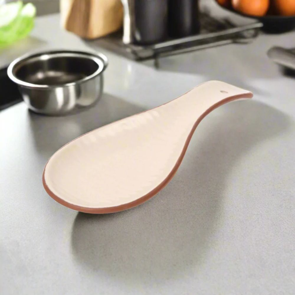 Dexam 22cm Porto Terracotta Ribbed Spoon Rest - Stone